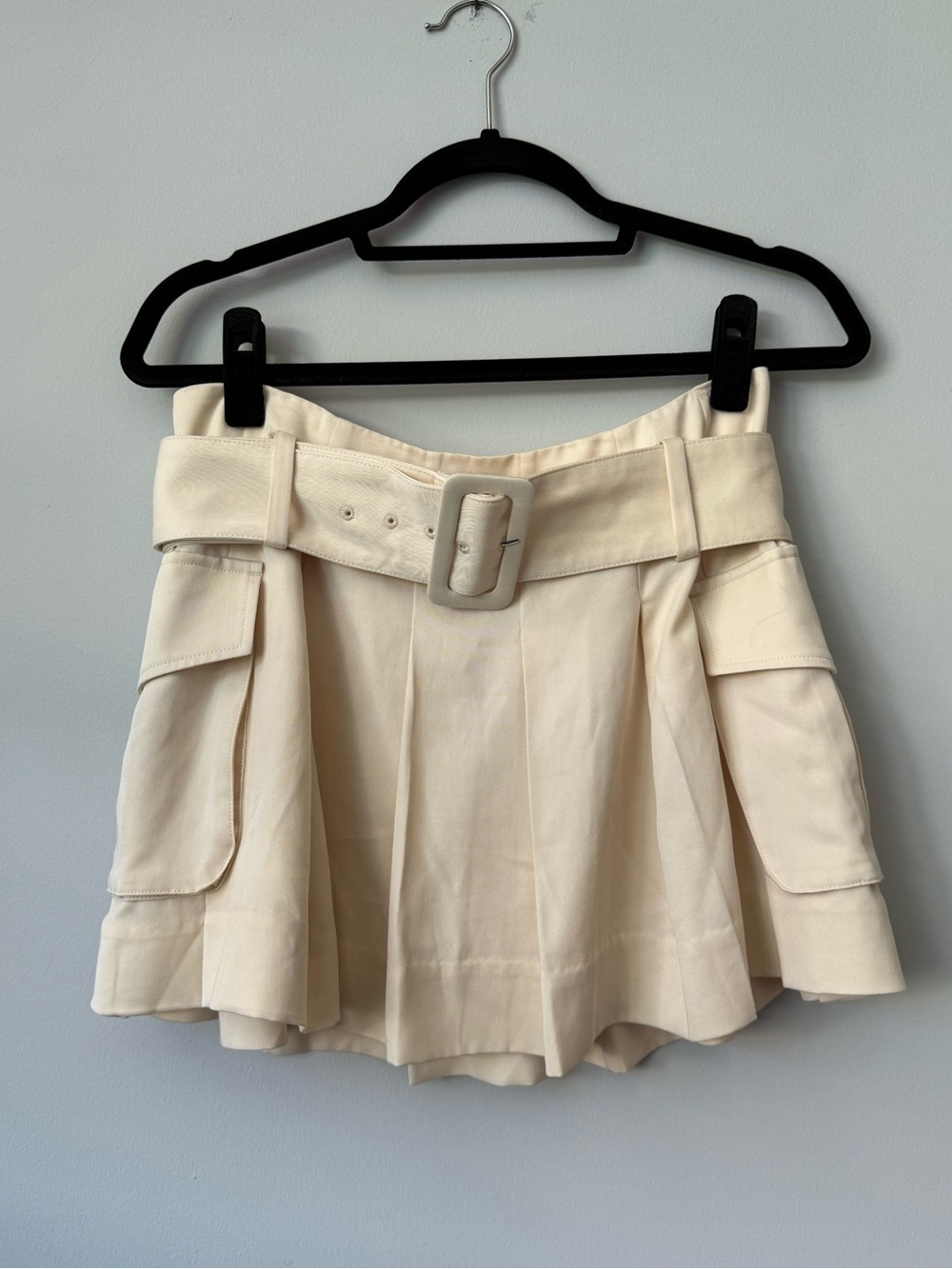 Reformation Brinley Belted Skirt in Cream